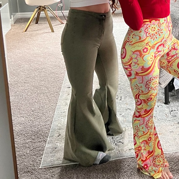 Free People Army Green Bell Bottoms - Picture 1 of 6
